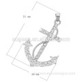 51*34mm silver plated full diamond Anchor crystal pendant